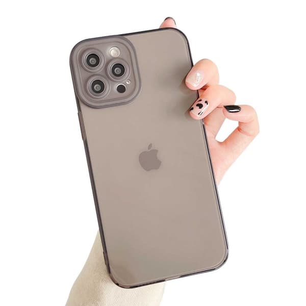 iPhone 12 ohut harmaa läpikuultava kuori läpinäkyvä