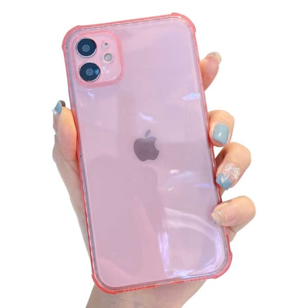 iPhone 12 tynnrosa gjennomskinnelig skall gjennomsiktig