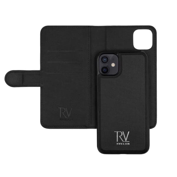 Rvelon iPhone 12 mini TPU Läderfodral med Ställ - Svart