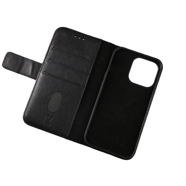 iPhone 13 Pro - Genuint plånboksfodral - Svart