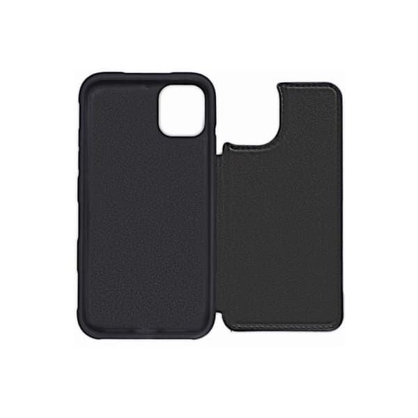 iPhone 11 Pro Max PU-läderfodral bak Flip, svart