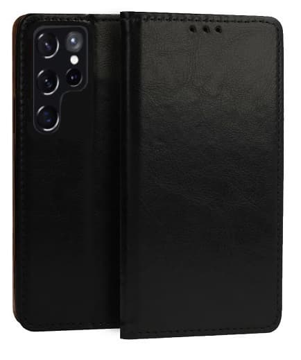 Plånboksfodral Samsung Galaxy S22 Ultra Italienskt Läder Svart