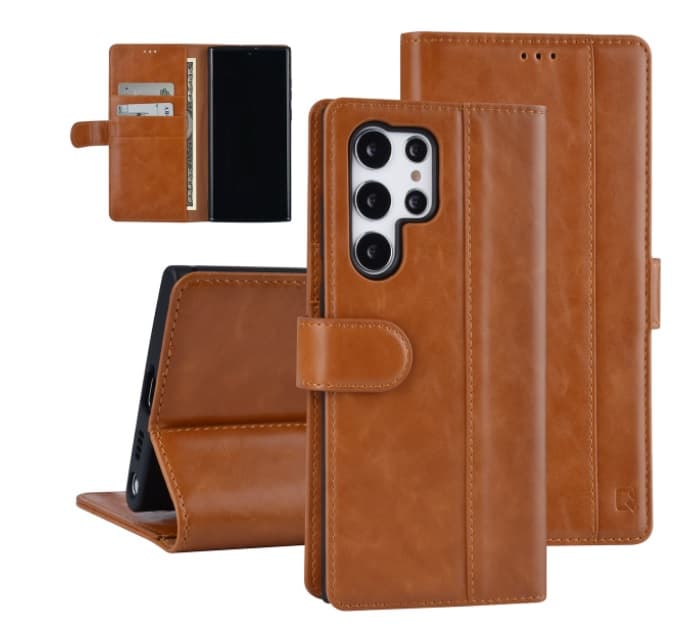 UNIQ Plånboksfodral Samsung Galaxy S22 ULTRA Cognac