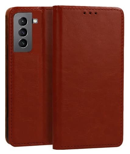 Plånboksfodral Samsung Galaxy S22+ (S22 Plus) Italienskt Läder Brun