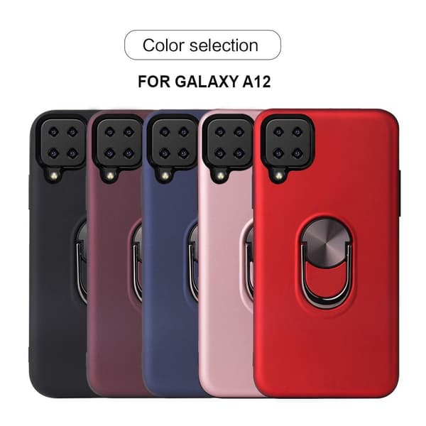 Samsung Galaxy A12 Hybrid skal med Finger Ring - Svart