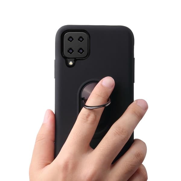 Samsung Galaxy A12 Hybrid skal med Finger Ring - Svart