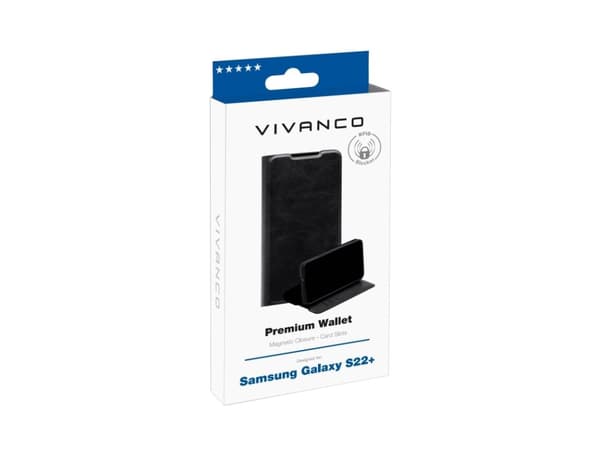Vivanco Premium Wallet beskyttelsesveske for mobiltelefon 16,8 cm (6,6") lommebokveske svart (PWVVSGS22PBK)