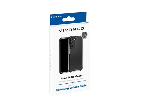 Vivanco Rock Solid, Etui, Samsung, Galaxy S22 Plus, 16,8 cm (6.6"), Sort, Gjennomsiktig