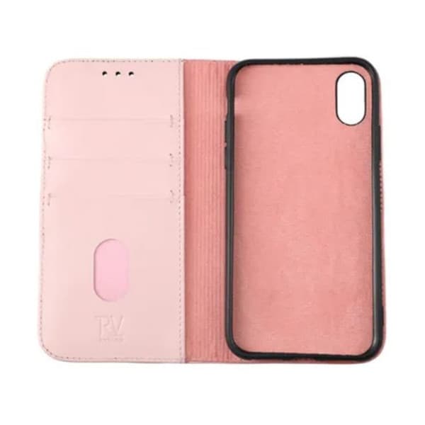 iPhone X/XS - Genuint plånboksfodral - Rosa