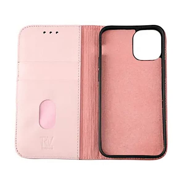 RV iPhone 12 Mini Plånboksfodral Genuint läder - Rosa