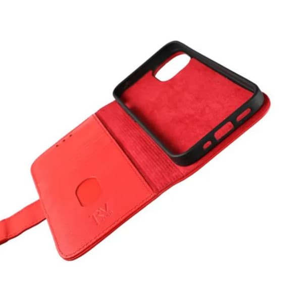 iPhone 12 Mini - Genuint plånboksfodral - Röd