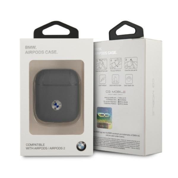 BMW Äkta läder Silver Logo Skal AirPods - Marinblå