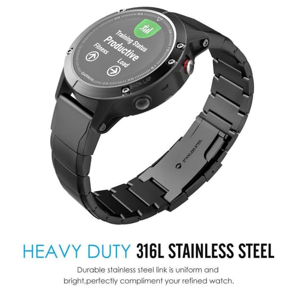 Tech-Protect Stålband Garmin Fenix 3/5X/3HR/5X Plus/6X/6X Pro/7X Svart