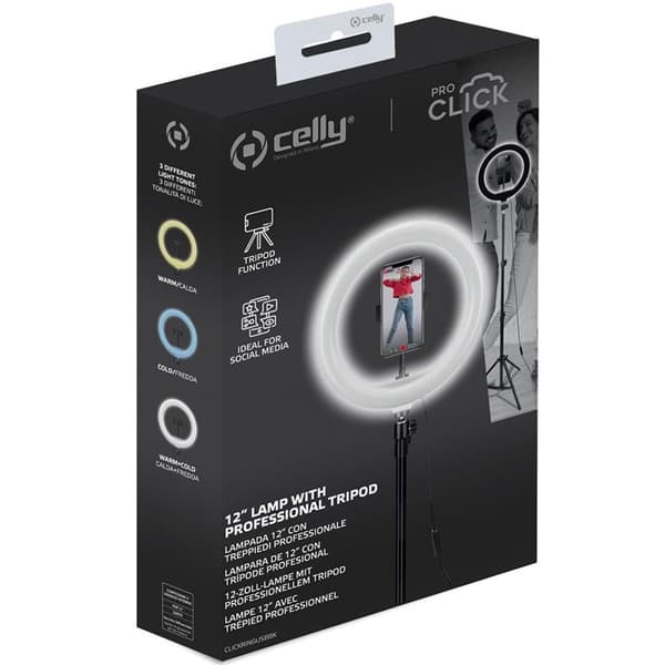CELLY CLICKRINGUSB 12" Ringlampa med 1,6m Tripod