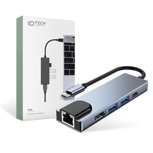 Tech-Protect V3-Hub Adapter 5in1 - Grå