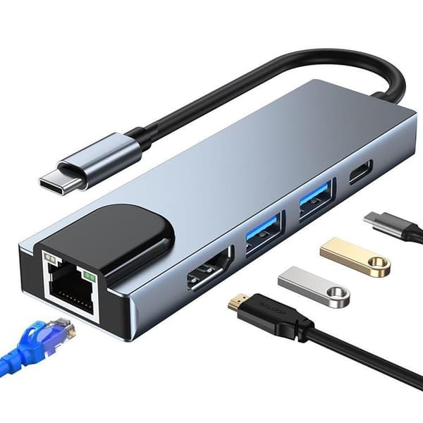 Tech-Protect V3-Hub Adapter 5in1 - Grå