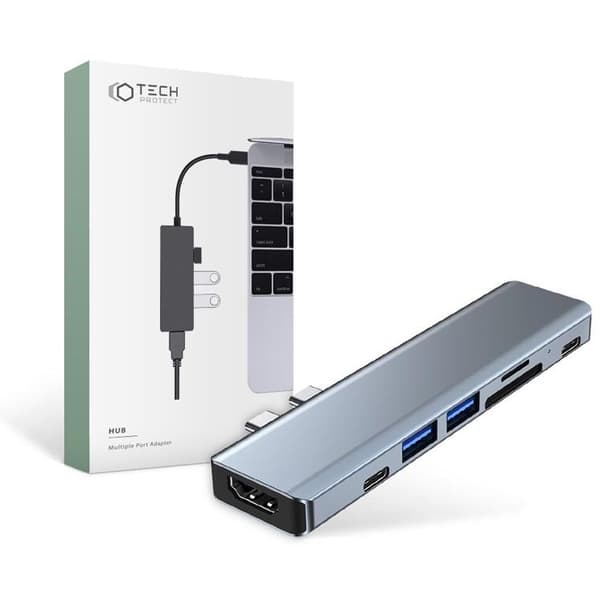 Tech-Protect V5-Hub Adapter 7in1 - Grå