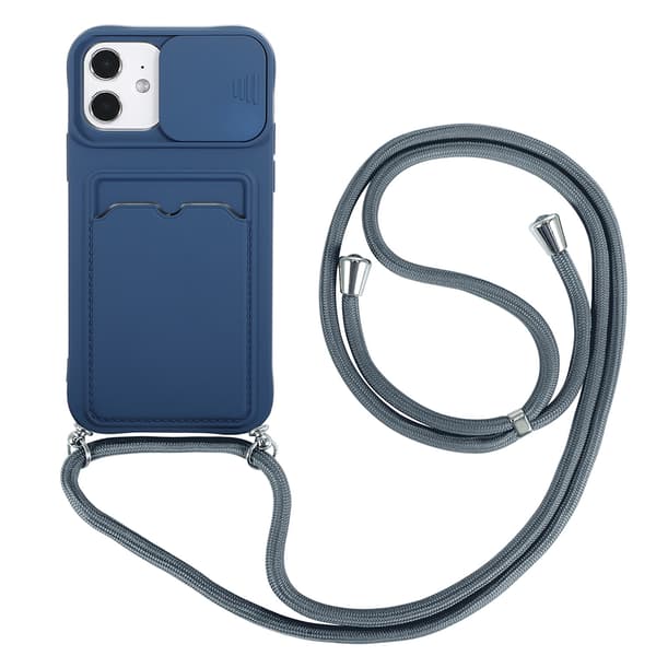 Genomtänkt Smidigt Skal med Korthållare - iPhone 12 Mörkblå