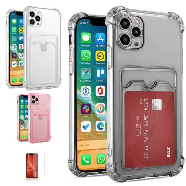 iPhone 13 Pro Max - Card Cover / Beskyttelse Transparent Pink