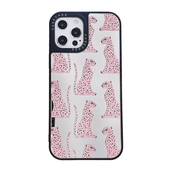 iPhone 13, Pro og Max gennemsigtigt cover med lyserøde leoparder iPhone 13 Pro