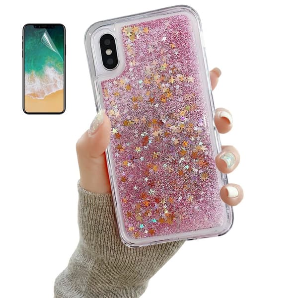 iPhone X/Xs - Moving Glitter 3D Bling Cover / Beskyttelse
