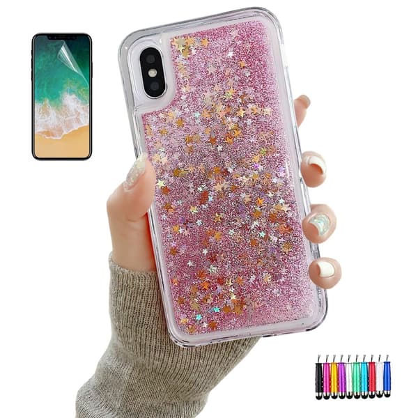 iPhone X/Xs - Moving Glitter 3D Bling Cover / Beskyttelse