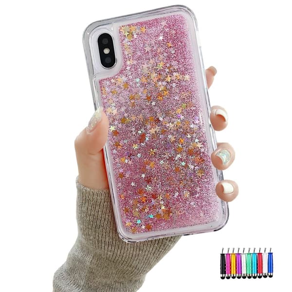 iPhone X/Xs - Moving Glitter 3D Bling Cover / Beskyttelse