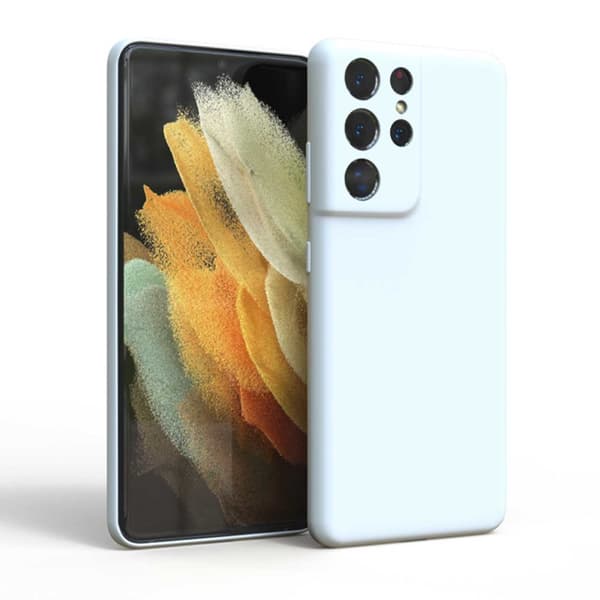 Tynd Hvid Galaxy S21 Ultra Shell Mobile Shell Med Lens Cover
