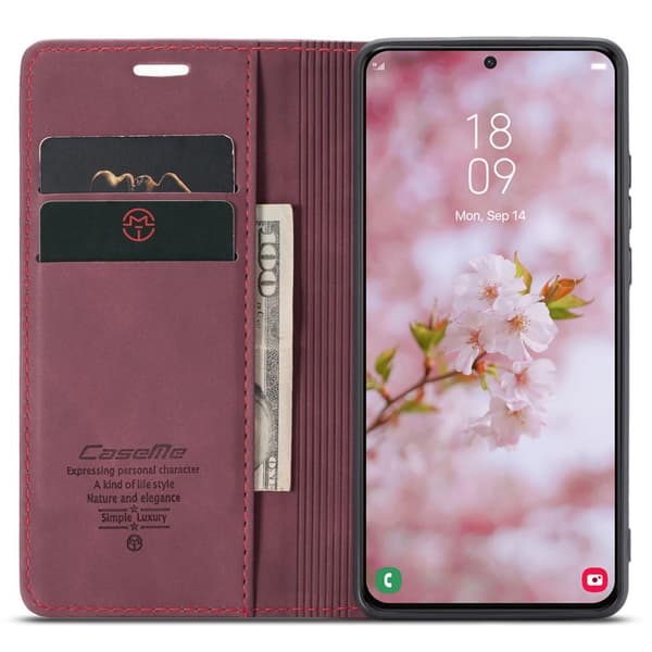 CASEME Retro Wallet Case for Samsung Galaxy S22 - Red