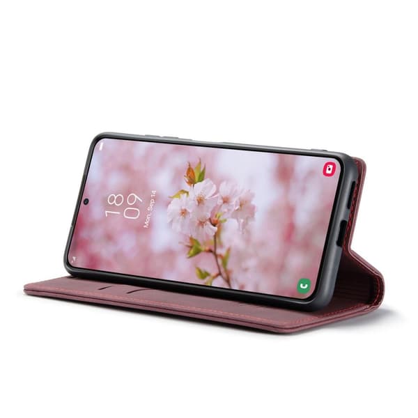 CASEME Retro Wallet Case for Samsung Galaxy S22 - Red