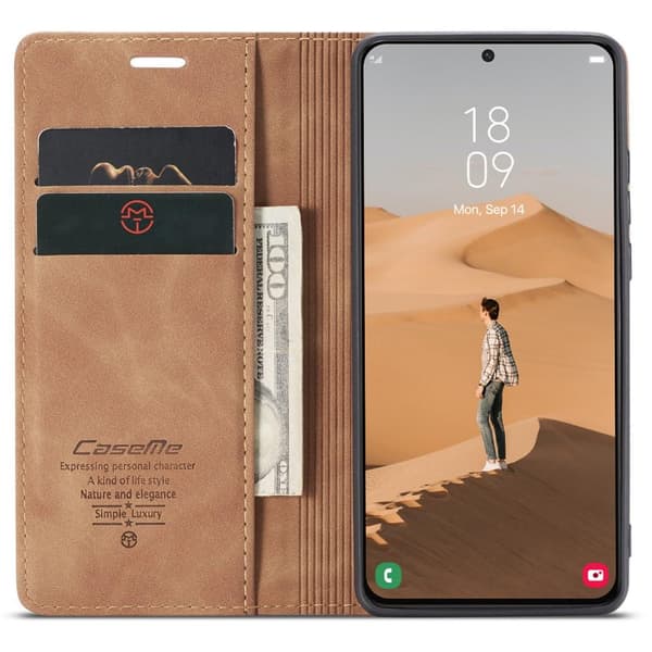 CASEME Retro Wallet Case for Samsung Galaxy S22 Plus - Brown
