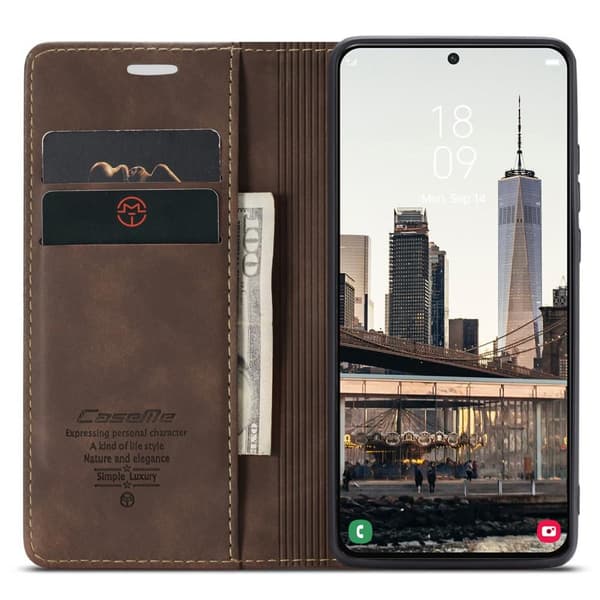CASEME Retro Pung Taske til Samsung Galaxy S22 Plus - Kaffe