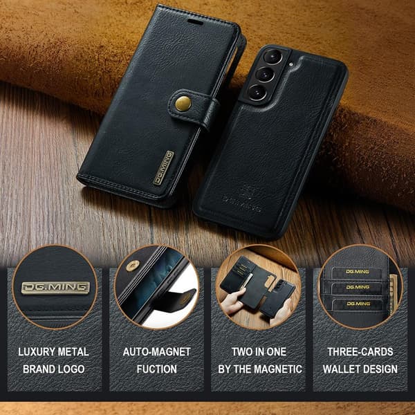 Samsung Galaxy S22+ 5G DG.MING Irrotettava 2-in-1-lompakon suojakotelo