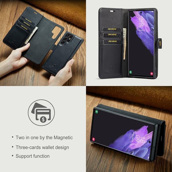 Samsung Galaxy S22 Ultra 5G DG.MING Irrotettava 2-in-1-lompakon suojakotelo