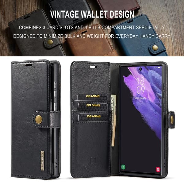 Samsung Galaxy S22 Ultra 5G DG.MING Irrotettava 2-in-1-lompakon suojakotelo
