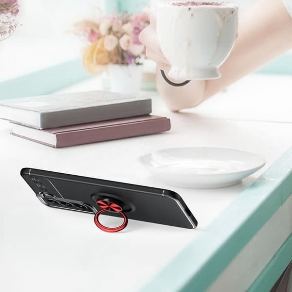 Samsung Galaxy S22+ Finger Ring Kickstand Hybrid Case - Black