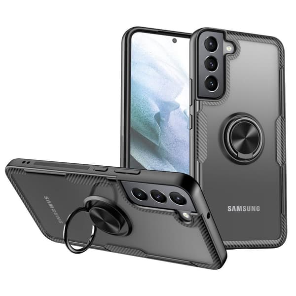 Samsung Galaxy S22 5G Fingerring Kickstand Hybrid Taske - Sort