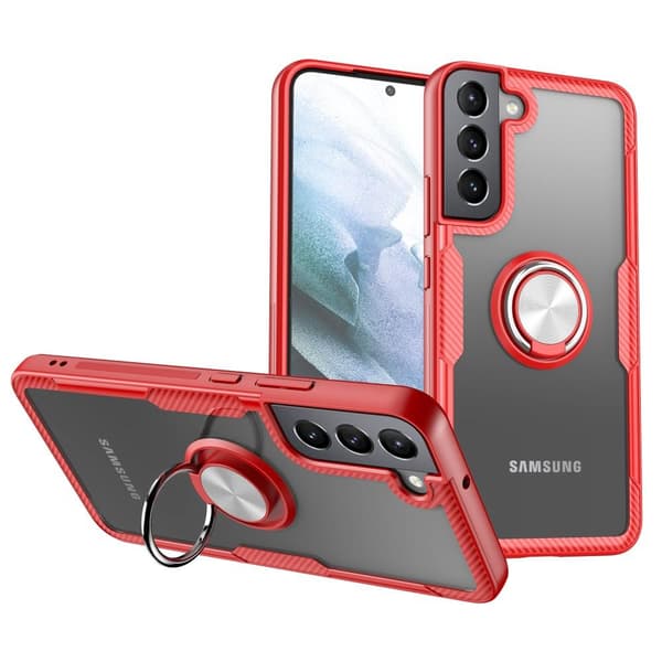 Samsung Galaxy S22 5G Finger Ring Kickstand Hybrid Case - Red