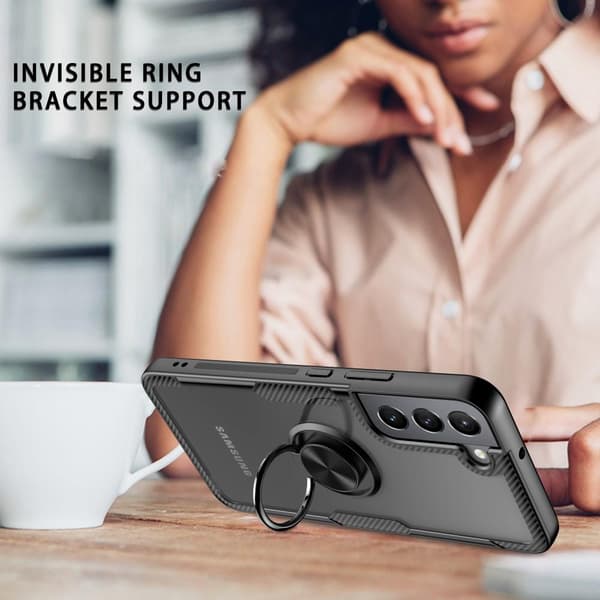 Samsung Galaxy S22+ Fingerring Kickstand Hybrid Taske - Sort
