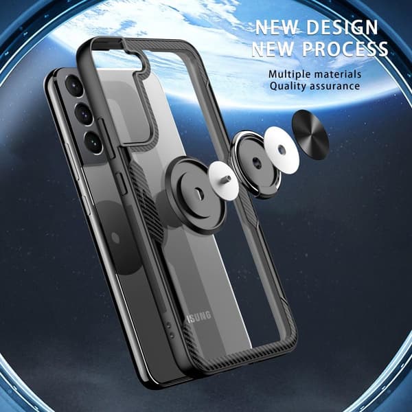 Samsung Galaxy S22+ Fingerring Kickstand Hybrid Taske - Sort