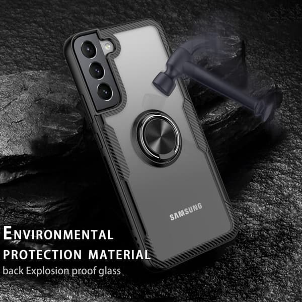 Samsung Galaxy S22+ Fingerring Kickstand Hybrid Taske - Sort