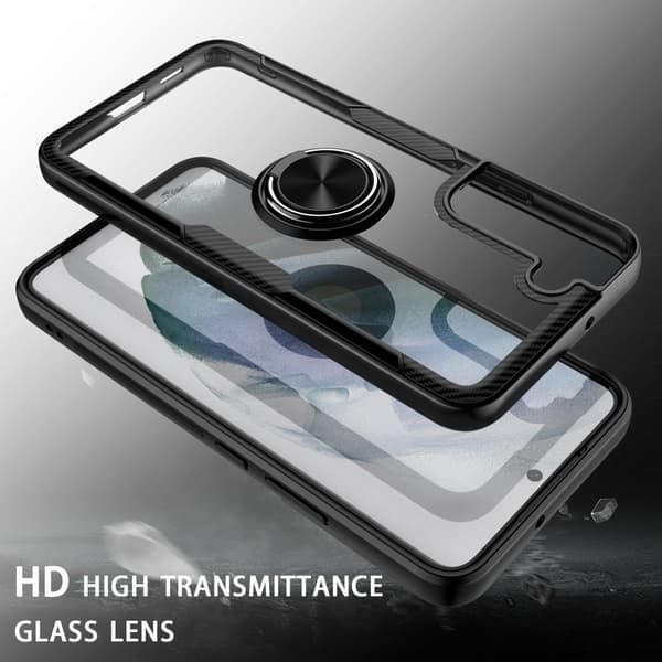 Samsung Galaxy S22+ Fingerring Kickstand Hybrid Taske - Sort