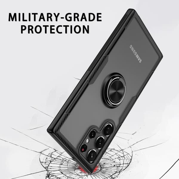 Samsung Galaxy S22 Ultra Hybrid Deksel Fingerring - Svart/Sølv