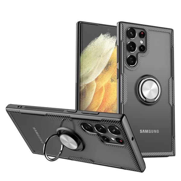 Samsung Galaxy S22 Ultra Hybrid Deksel Fingerring - Svart/Sølv