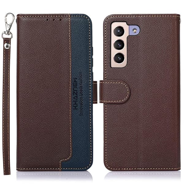 Samsung Galaxy S22+ RFID-blokering KHAZNEH telefoncover - brun/blå