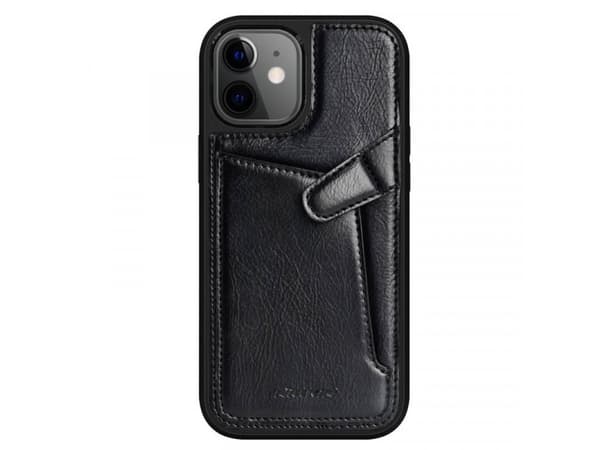Nillkin Nillkin Nillkin Aoge Leather Case joustava panssaroitu aitoa nahkaa kotelo tasku iPhone 12 mini musta