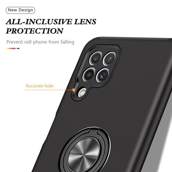 Samsung Galaxy A22 4G Deksel med Fingerring og Innebygd Plate - Svart