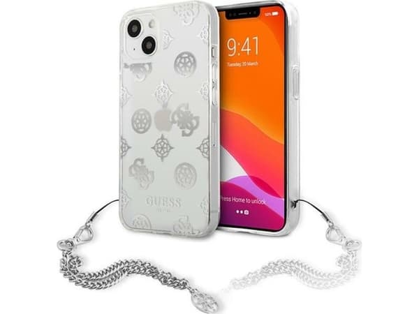 Guess Etui Guess GUHCP13SKSPESI Apple iPhone 13 mini srebrny/silver hardcase Peony Chain Collection