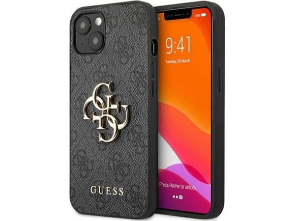 Guess Kotelo GUHCP13M4GMGGR Apple iPhone 13 harmaa / harmaa kova kotelo 4G suuri metalli logo