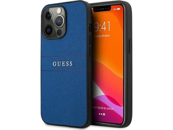 Guess Etui Guess GUHCP13XPSASBBL Apple iPhone 13 Pro Max niebieski/blue Saffiano Strap